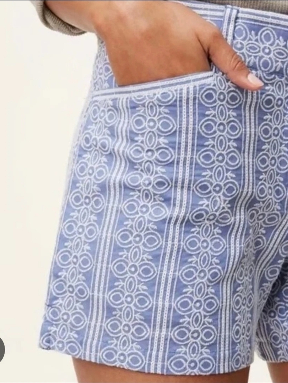 Ann Taylor LOFT The Riviera Short Embroidered Women's Shorts Blue/White Size 6